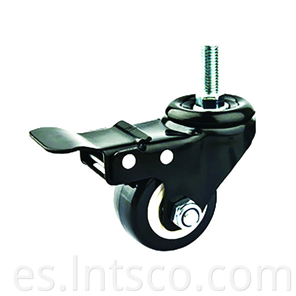 Thread Stem Black PVC Brake Casters